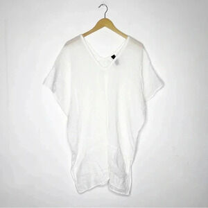 Bobi Revolve White Short Sleeve Cotton Blouse Tunic Size Small